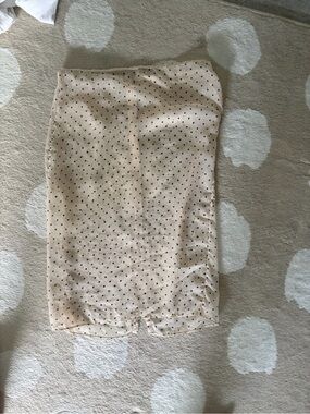 Silk sheer Beige Polka Dot Midi Skirt - Women